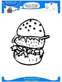 Çocuklar İçin Sandwich Boyama Sayfaları 